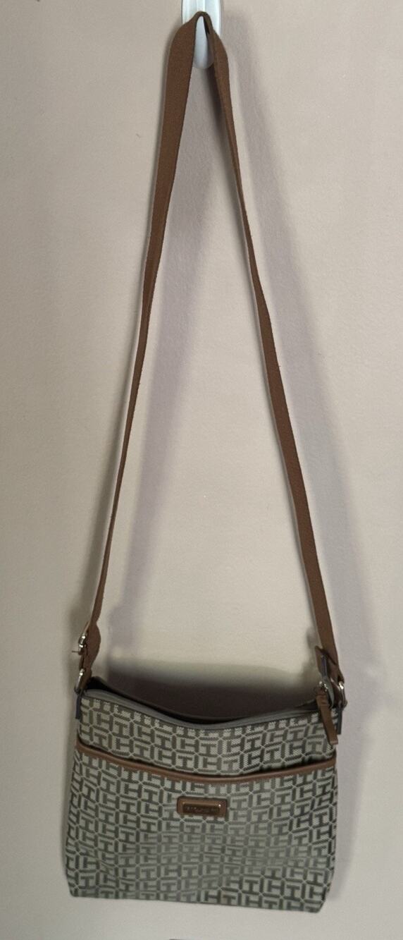 Tommy Hilfiger Medium Crossbody Purse Tan And Brown With Gold Hardware